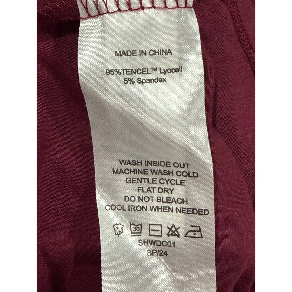 Quince Tencel Lyocell Jersey Wrap Midi Dress Burgundy Large SHWDC01 NWT - Picture 5 of 6